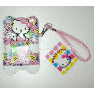 Hello Kitty - Comic Pattern With Pink 3D Bow Official Cell Phone Case Purse NWT